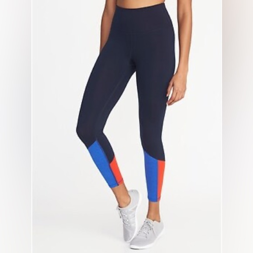 Old Navy Active Black and Red Colorblock Leggings